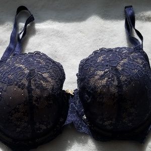 Victoria's Secret Navy and Nude Lined Demi Bra 36D